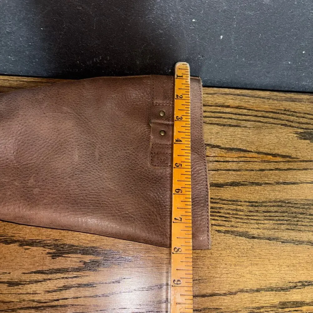 Born Tall Leather Boots Brown Riding Buckle Stacked Heel Size 8.5 - Picture 9 of 11